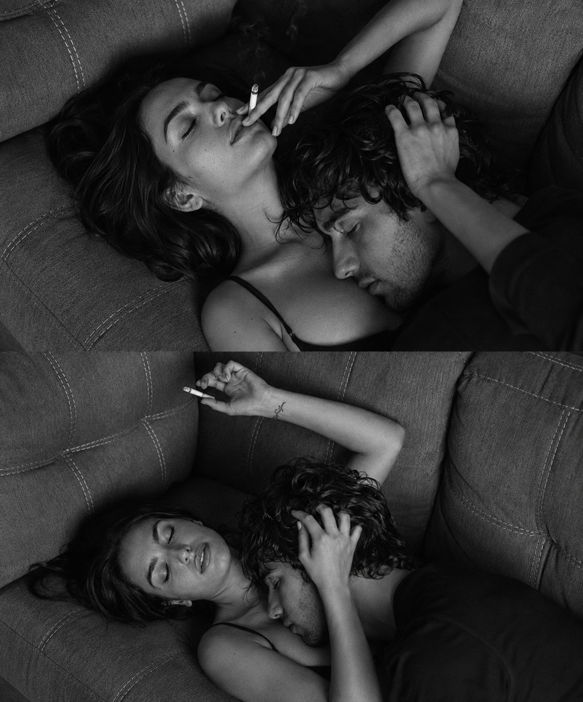 Intimate couple on a couch