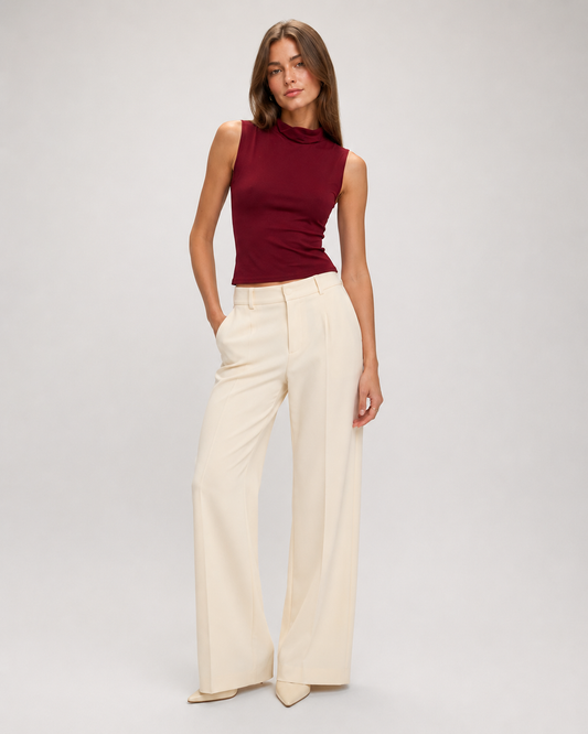Handmade sleeveless mock-neck top