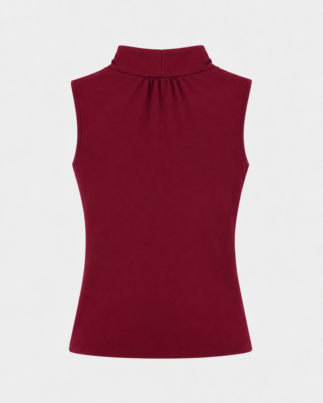 Handmade sleeveless mock-neck top
